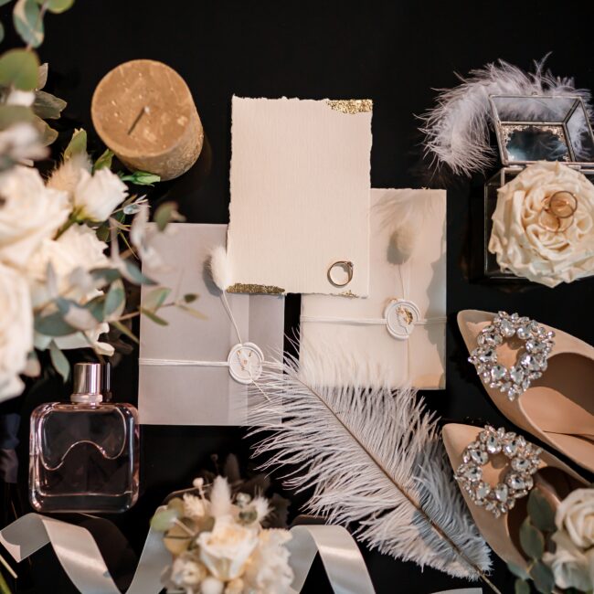 Brautschuh, Ehering, Hochzeitseinladung, Save the date, Karten