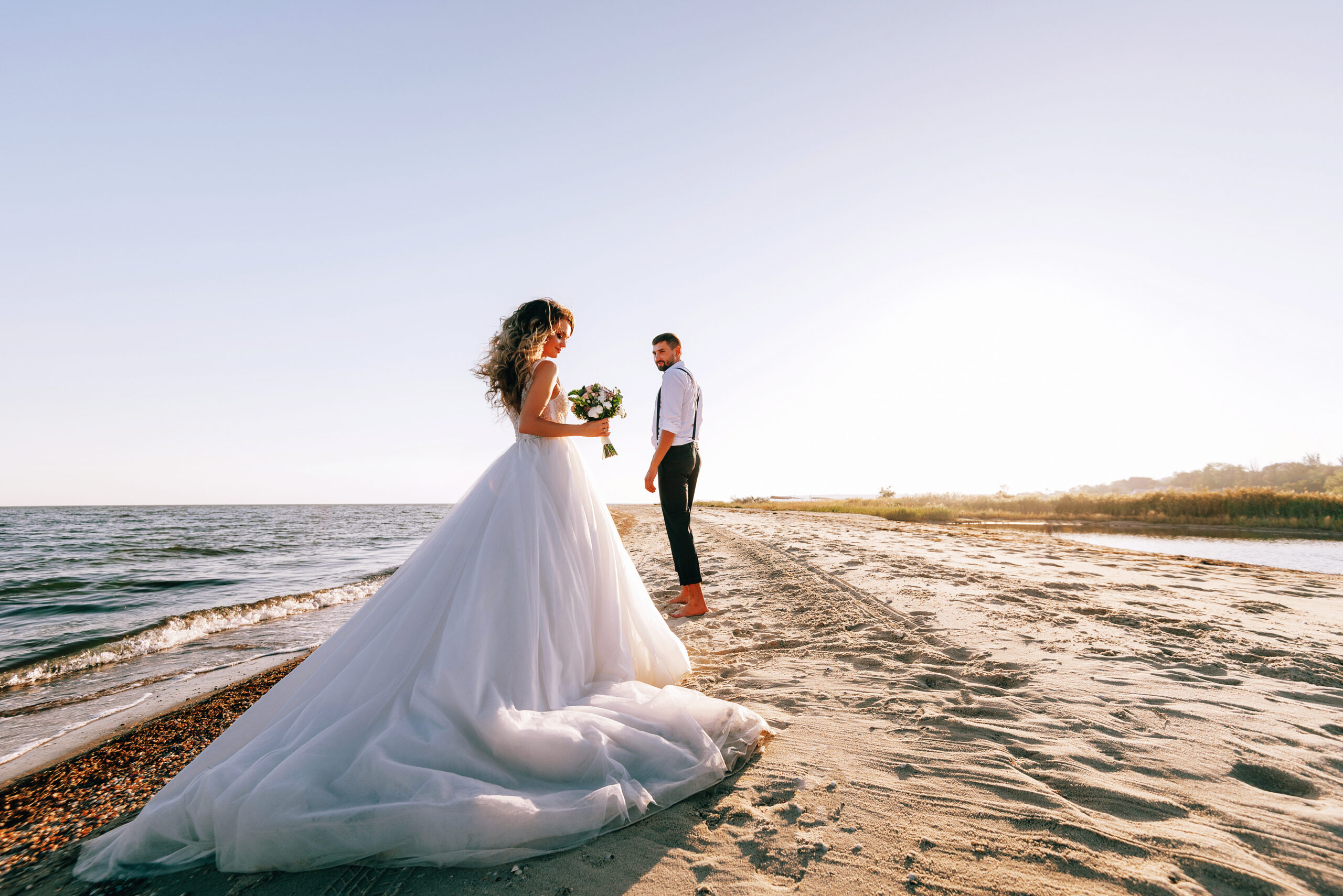 Strand, Meer, Brautpaar