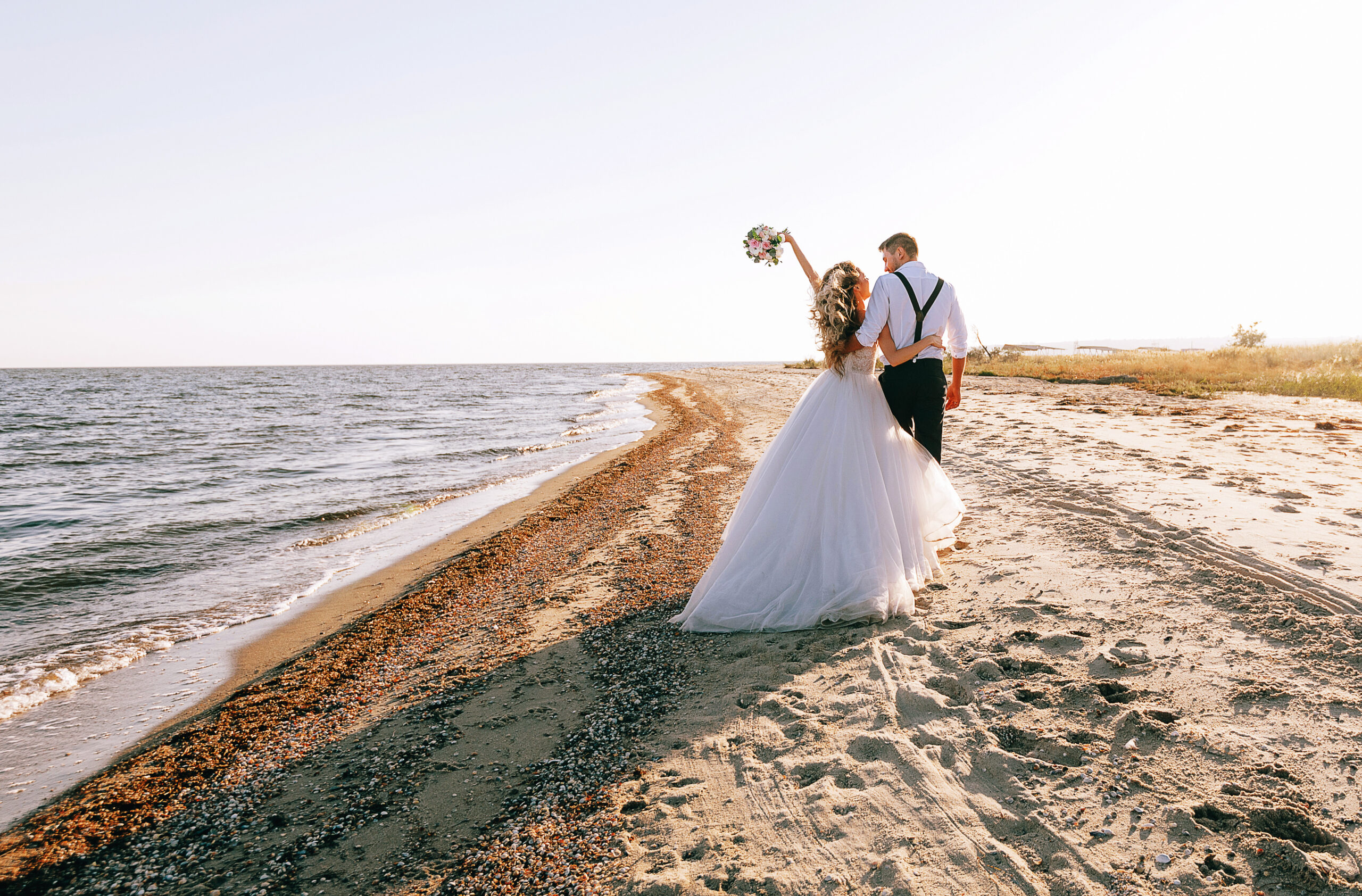 Strand, Meer, Hochzeit, Brautpaar, Braut, Bräutigam