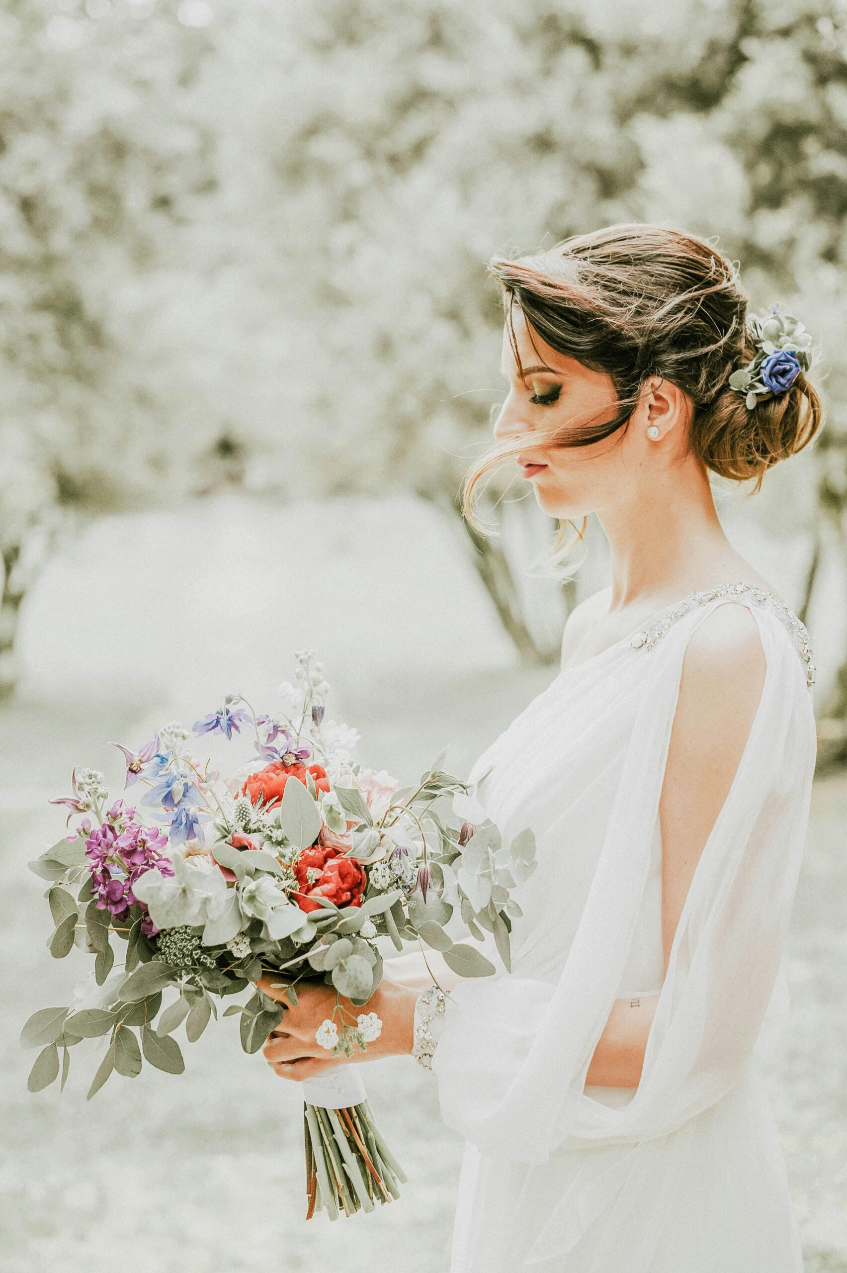 bride, flower, bouquet