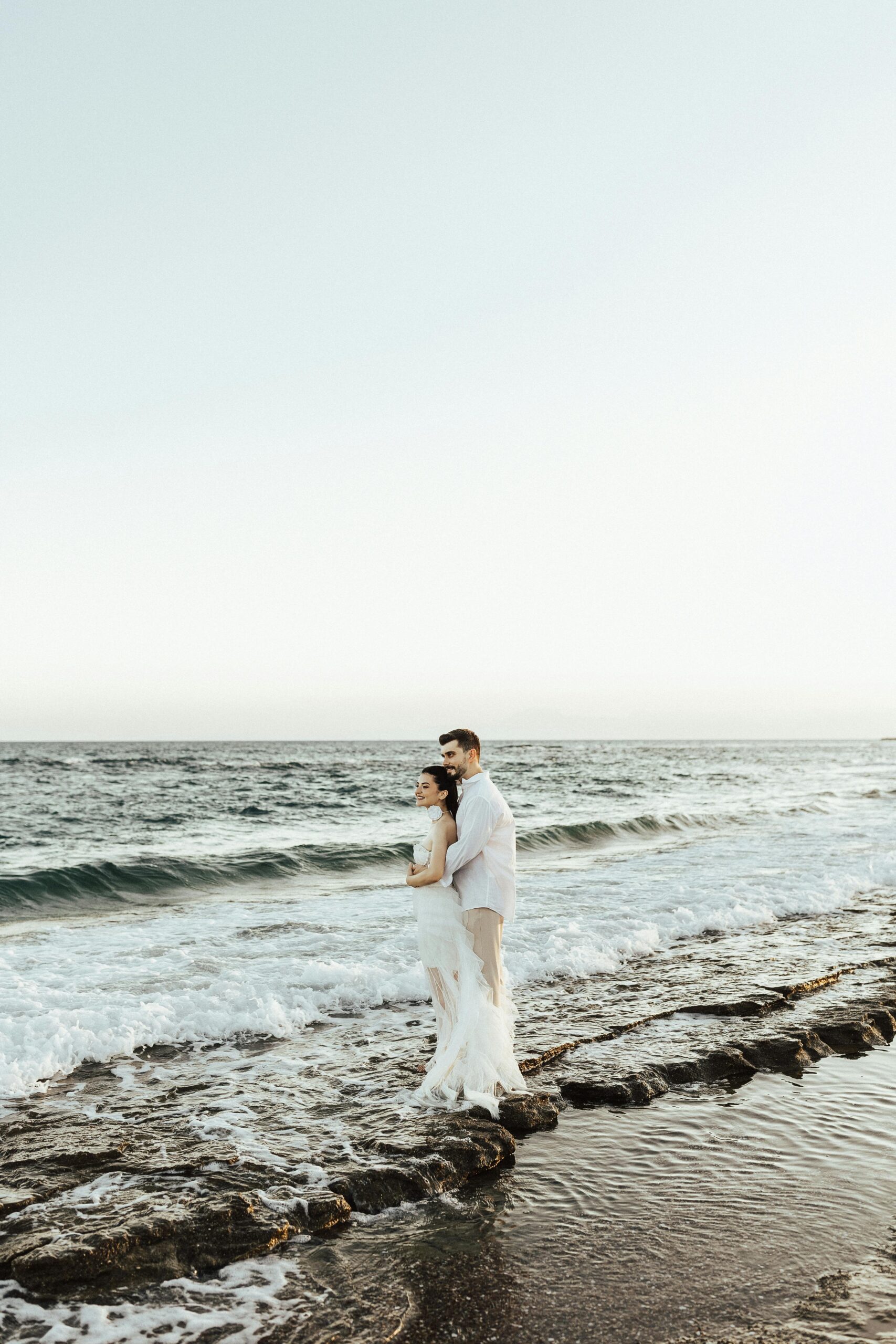 beach, couple, wedding