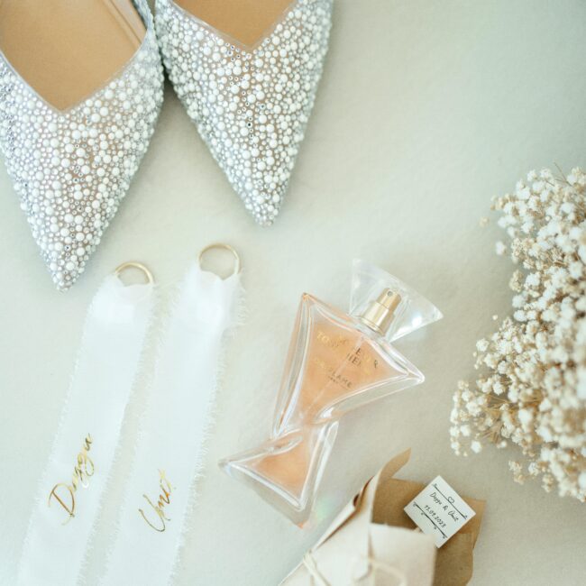 white, wedding, flatlay