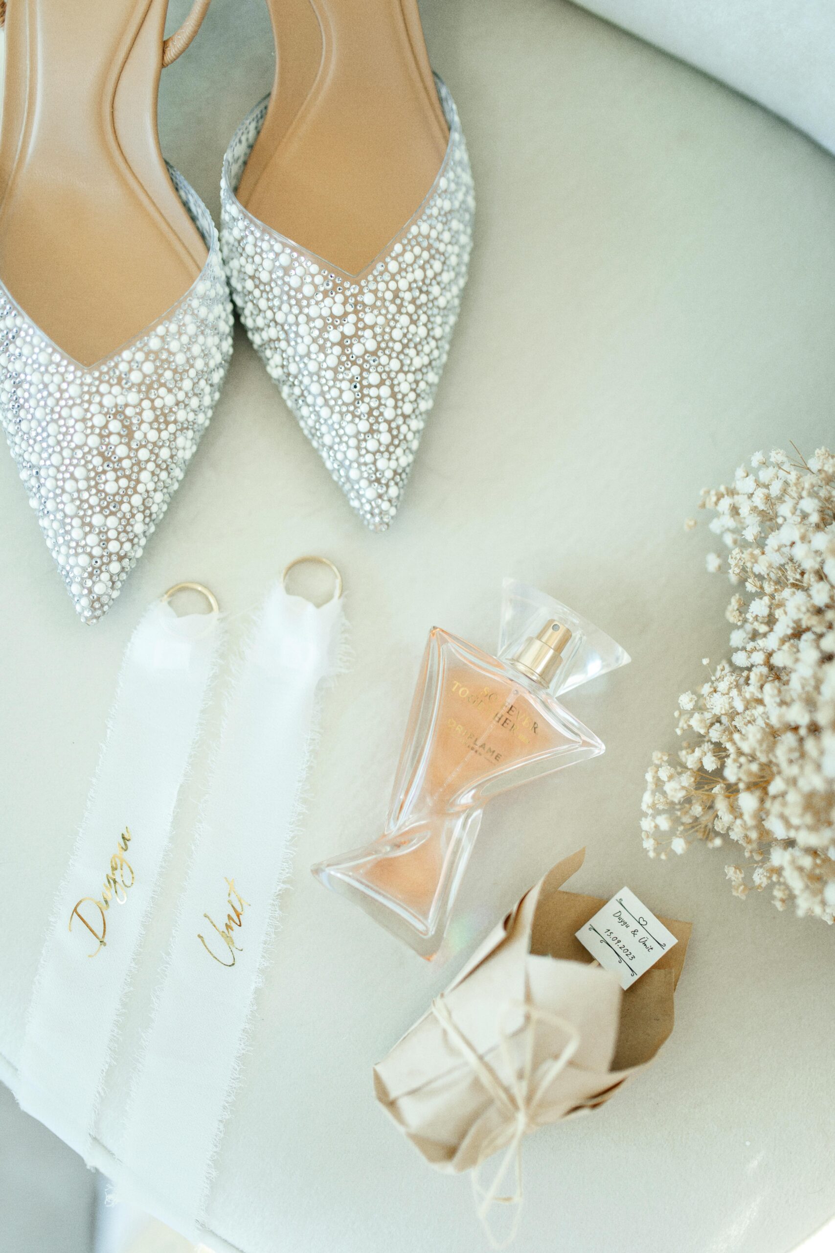 white, wedding, flatlay