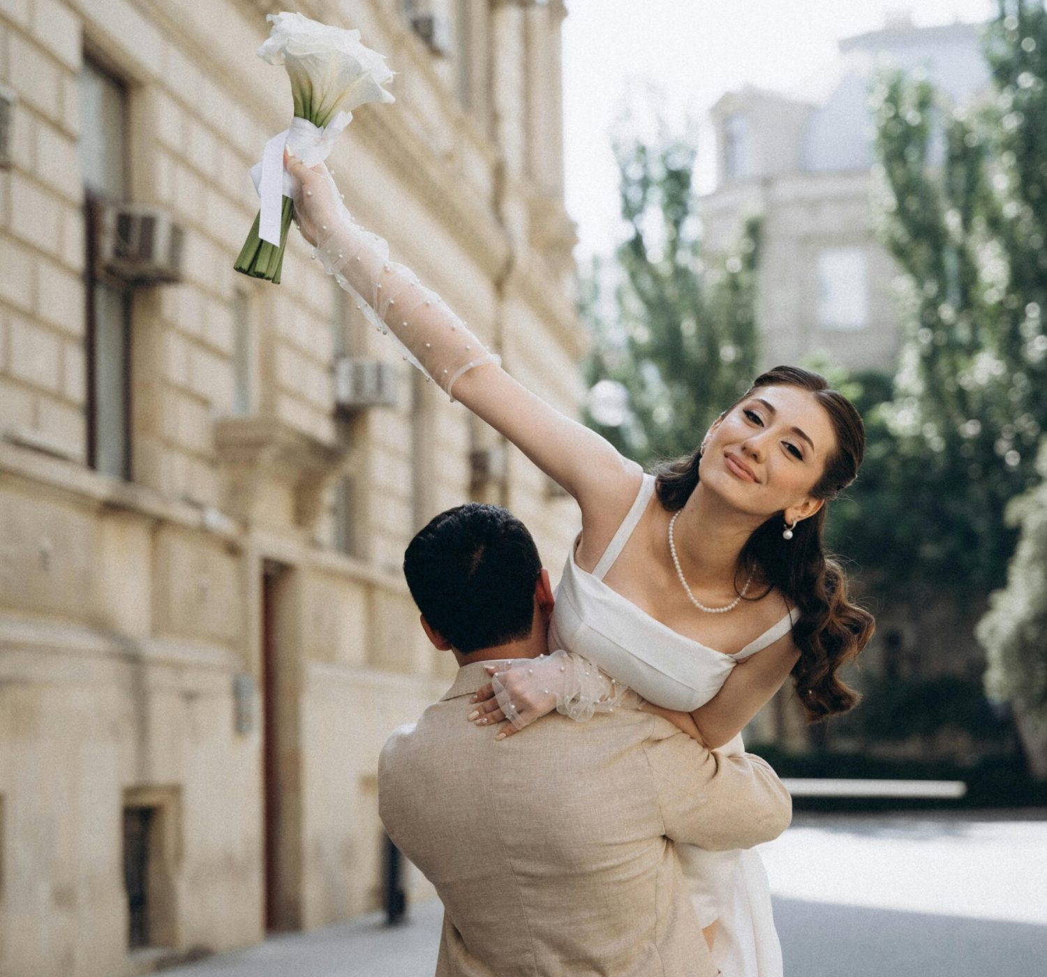 wedding, couple, city